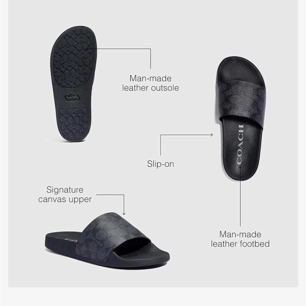 COACH Women's Udele Coated Canvas Slides - Picture 3 of 5